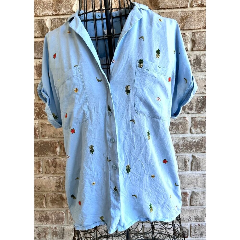 Workshop Republic Clothing Shirt Sz S Blue Collared Button Chest Pockets…